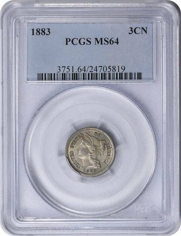 1883 Three Cent Nickel MS64 PCGS Cover
