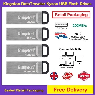 Kingston DataTraveler Kyson 32/64/128/256 GB Flash Memory Stick USB 3.2 - Image 1 of 2