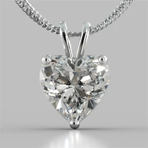 3.00 Ct Heart Cut Real Moissanite D/VVS1 Engagement Pendant 14K Real White Gold - Picture 1 of 10