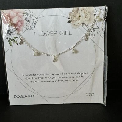 "Collar Dogeared Cristal Tono Plata 16"" Flor Niña Boda Regalo Delicado" Foto 1 de 4