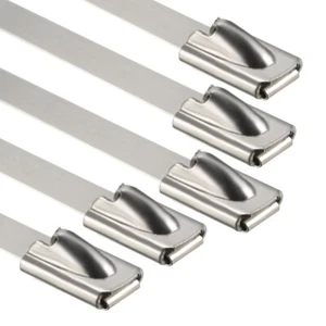 50pcs 24 Inches Stainless Steel Cable Zip Ties Multi-Purpose Metal Exhaust Wrap - Picture 1 of 6