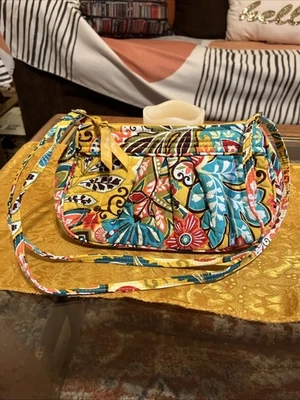 Cartera Vera Bradley Frannie pequeña 10”x 5” bandolera patrón amarillo provenzal Foto 1 de 4