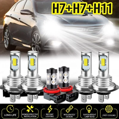 For Hyundai Sonata 2011 2012 2013 2014 LED Headlight Bulbs + Fog Light Combo Kit - Image 1 of 4