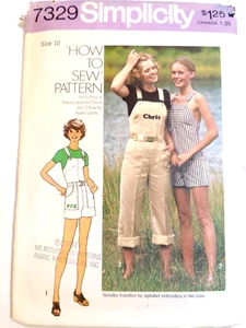 Jumpsuit Bib Overalls Shortalls 10 Simplicity 7329 Sewing Pattern NO TRANSFER - Picture 1 of 8