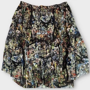 KOZAN Lagenlook Stufen Midi Rock Damen Übergröße 2X schwarz bunt gefüttert - Bild 1 von 8