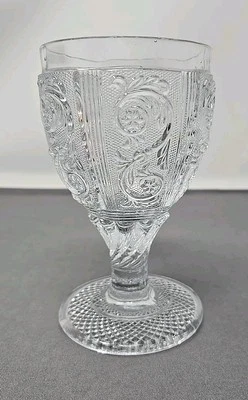 Baccarat Sand Arabesque Pressed Flint Glass Water Goblet C. 1840 French 5 1/2" - Image 1 of 4