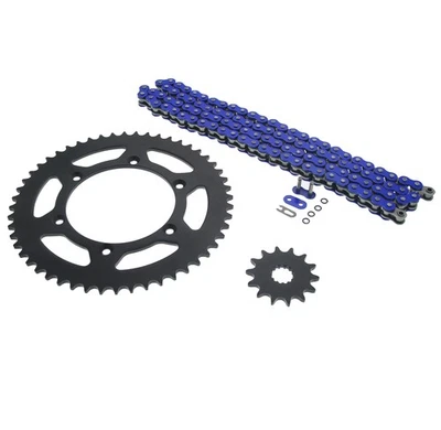 Yamaha WR450F 2007-2014 cadena de junta tórica azul y piñón negro 14/52 120L Foto 1 de 4