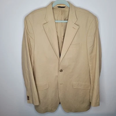 Blazer esportivo masculino Banana Republic bege linho bronzeado mistura de algodão tamanho 42L - Imagem 1 de 4