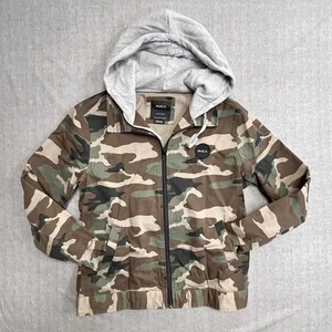 RVCA Mens Camo Jacket Full Zip Windbreaker Hoodie Size S Skater Surfer - Picture 1 of 9