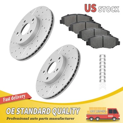 Rotores de freno delanteros perforados pastillas de freno para elemento Acura ILX Honda Civic Accord Foto 1 de 4