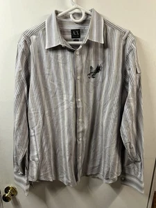 Men's Armani Exchange Long Sleeve Button Up Striped Eagle Woven Shirt - Picture 1 of 7