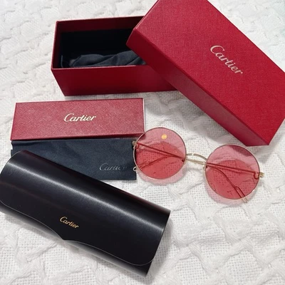 Authentic Cartier Premiere de Cartier CT0156S 003 Pink-gold Round Sunglasses NWB - Image 1 of 4