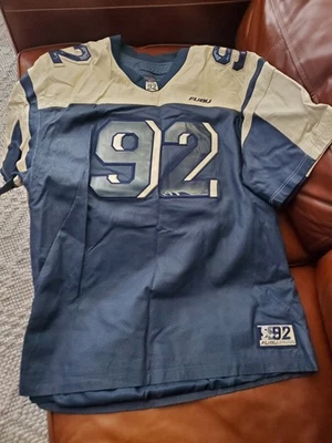 Vintage RARE FUBU Blue White Leather Series Collection Jersey Rap Hip Hop 1992  - Image 1 of 4