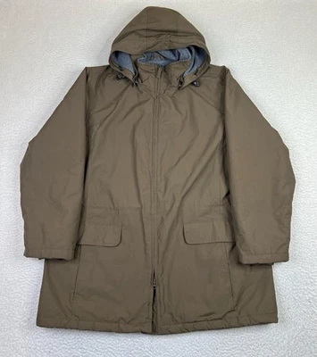 Abrigo parka Lands' End para mujer 1X 16W-18W marrón con capucha a cuadros de viento forrado de lana Foto 1 de 4