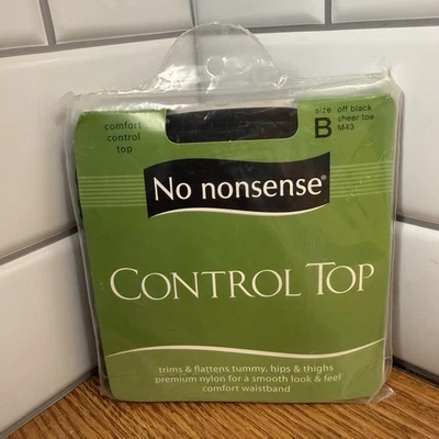 No Nonsense Pantyhose Control Top Sheer Toe  Off Black (M43) Size B New - Image 1 of 3