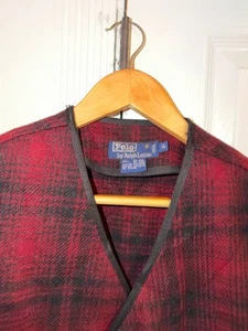 Ralph Lauren Polo Vintage Buffalo karierte Jagdweste XL rot/schwarz - Bild 1 von 5