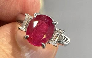 A Superb Unheated No Heat 3.01ct Burma Ruby & Diamond Ring GIA Certificate - Picture 1 of 7