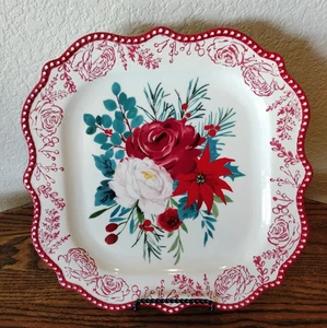 Pioneer Woman Stoneware Wishful Winter Rose Serving Tray / Platter 12" NEW! - Picture 1 of 13
