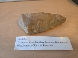 Neolithic Triangular Stone Handaxe From Devon/S. Please Read Description. LA172t - Picture 1 of 10