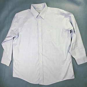LL Bean Shirt Mens 17-33 Blue Wrinkle Resistant Button Down Oxford Long Sleeve - Picture 1 of 10