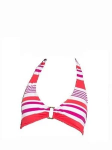 Ralph Lauren Marina Stripe Ring Front Halter Top, Orange, Size 8 - Picture 1 of 6