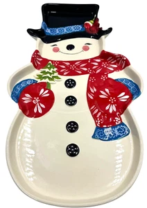 Temp-Tations By Tara Winter Whimsy Serving Tray Platter 18" Xmas Figural Snowman - Picture 1 of 6