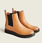 NWT Box J Crew Sz 7 Leather Pull On Chelsea Boots Rich Caramel Brown BA557 $248