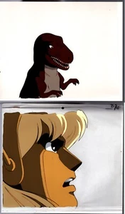 2 ANIMACIÓN CELS Original Dinosaurio, Niño - Imagen 1 de 4