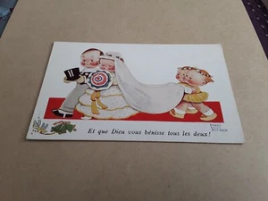 POSTCARD MABEL LUCIE ATTWELL WEDDING. ET QUE DIEU VOUS BENISSE TOUS LES DEUX! - Picture 1 of 1