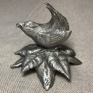 George De Lodzia Fine Pewter Artist Jenny Wren On Poinsettia Statue 1978 Schmid - Picture 1 of 12