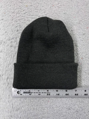 Beanie Toque Youth One Size Dark Gray Knit Cotton Polyester Blend Winter Ski — 第 1/4 张图片