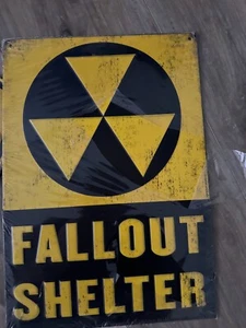 Fallout Shelter Sign - Nuclear Fallout Metal Sign 9x12" Aluminum Door Sign - Picture 1 of 1