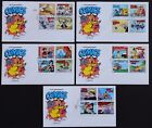 U.S. Used #3000a - 3000t 32c Comics Set of 20 (Blocks) on 5 HF First Day Covers