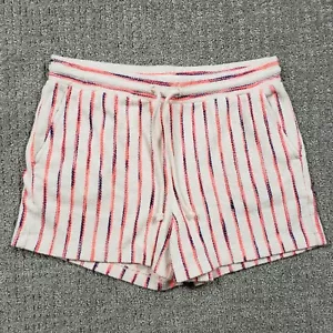 Lou & Grey Shorts Womens Large Petite Beige Stripe Neon Bermuda Drawstring LP - Picture 1 of 8