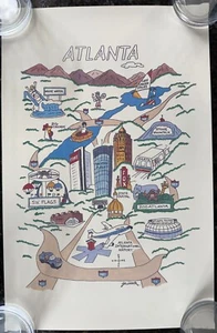Atlanta area landmarks, print of original, circa late 1980s. Size 11” x 15” - Picture 1 of 1