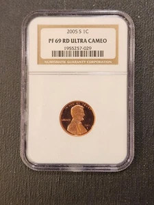 2005 S Penny Cent 1c PF 69 RD ULTRA CAMEO NGC Graded sealed - Picture 1 of 2