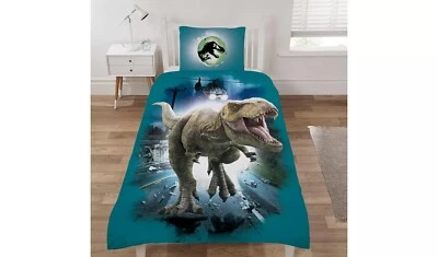 Jurassic World Helicopter Chase Single Duvet Reversible Bedding Set Kids Officia - Image 1 of 4