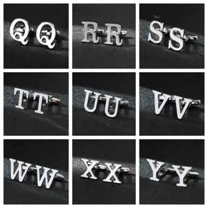 Herren Metall Buchstaben Manschettenknöpfe Hochzeit Silber Farbe Alphabet Manschettenknöpfe mit Box - Bild 1 von 28