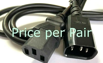 6' Black AC Power Extension Cable Cord  (Pair) - Image 1 of 2