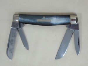MIB 3 3/4" 1995 BULLDOG CONGRESS PROTOTYPE KNIFE BUFFALO HORN HANDLES 4 BLADES 