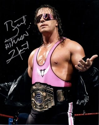 Foto de lucha libre profesional firmada por Bret Hitman Hart WWF 8x10 campeón de IC de la corte Foto 1 de 4
