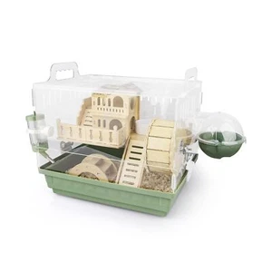 8 in 1 Acrylic Hamster Cage,Wooden Small Animal Cage with Accessories & Toys,... - Picture 1 of 6