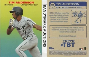 Tim Anderson CHICAGO WHITE SOX TOPPS 2019 THROWBACK 1970 FOOTBALL TBT 111 SP 735 - Picture 1 of 3