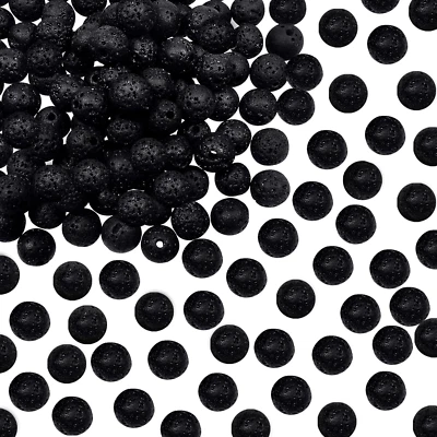 100 piezas cuentas de lava natural 8 mm redondas cuentas de piedra de roca negra para difusor Essentia Foto 1 de 4