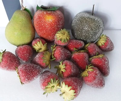 Lote de 19 Fresas Imitadas Pera Melocotón Manzana Azúcar Frutas Falsas Foto 1 de 4