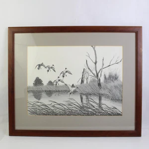 Framed And Matted Richard G Lowe Mallard Ducks Art Print Signed - Picture 1 of 5