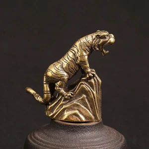 Vintage Tiger Miniature Figurines Handicrafts Copper Tiger Craft Lucky Gift - Picture 1 of 12