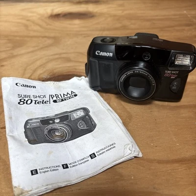 Canon Sure Shot 80 Tele 35mm Compact Film Camera Auto Focus Lens - Image 1 of 4