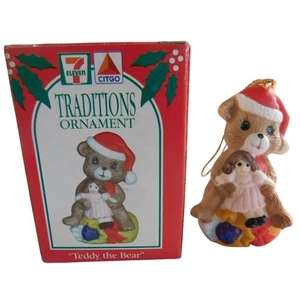 7-11 Citgo Teddy The Bear Ceramic 1992 Vintage Traditions Ornament - Picture 1 of 3