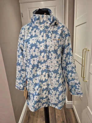 Chaqueta de lluvia con capucha floral azul cielo Regatta Patience Reino Unido 18 nueva con etiquetas capas de invierno Foto 1 de 4